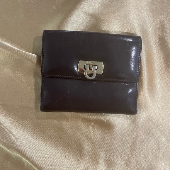Salvatore Ferragamo Rich Brown Leather Compact Wallet